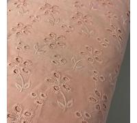 Cotton Floral Embroidery Fabric Lace Broderie Anglaise Dress Craft Material 44" Wide by The Meter (Baby Pink)