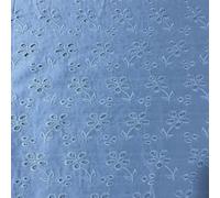 Cotton Floral Embroidery Fabric Lace Broderie Anglaise Dress Craft Material 44" Wide by The Meter (New Blue)