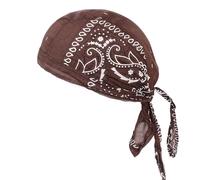 Cotton Floral Printed Skull Cap Sweat Wicking Head Wraps Breathable Helmet Liner Beanie Dew Rags for Men Women Unisex Bandana Head Wrap Coffee