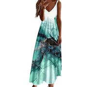 Cotton for Skins Ink Print Dress V Neck Dress Stitching Dress Long Dress Party Dress Sleeves Glow, green, L