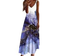 Cotton for Skins Ink Print Dress V Neck Dress Stitching Dress Long Dress Party Dress Sleeves Glow, Violet, L