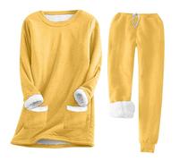 Cotton For Women Sets Top And Trousers Set Women S Pullover Long Sleeved Casual Thickened Plush Set For Home Wear Penguin Pyjamas Flannelette Pyjamas Womens Yellow S