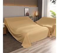 Cotton Furniture Dust Cover for Bed Flat Sheets Twin Size, Mattress Protector Cover Flat Bed Sheets, Sofas and Breathable Furniture|Multipurpose Drop Cloth|Washable and Reusable (Yellow,2.4x7m)