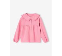 Cotton Gauze Blouse with Fancy Peter Pan Collar for Girls old rose