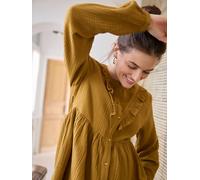 Cotton Gauze Blouse with Ruffle, Maternity & Nursing Special olive