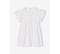 Cotton Gauze Dress with Floral Print, for Girls printed beige