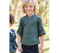 Cotton Gauze Shirt, Roll-Up Sleeves, for Boys green