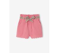 Cotton Gauze Shorts with Floral Belt for Babies sweet pink
