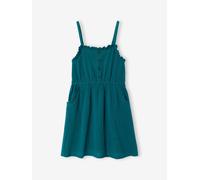 Cotton Gauze Strappy Dress for Girls emerald green