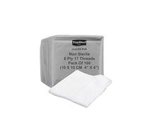 Cotton Gauze Swabs, Non-Sterile,White,8 Ply 17 Threads Pack of 100 (10 X 10 cm 4" X 4")