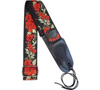 Cotton Guitar Strap. Red Roses