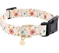 Cotton Handmade Dog Collar Cute and Distinctive Patterns Pink Rose Flower with Pendant for Girl Boy Pet Cat Puppy Dogs Collar S