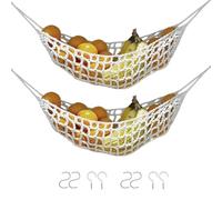 Cotton Hanging Fruit Vegetable Basket with Hook for Kitchen Storage and Organization Macrames Under Cabinets Hammock Space Saving Fruit