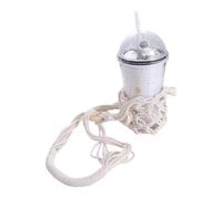 Cotton Hanging Water Bottle Net Bag with Hooks, Portable Wine Bottle Carrier Wine Hanging Bag for Everyday Use (White)