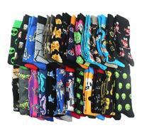 Cotton Happy Funny Socks Men Alien Planet Shark Crazy Design Sokken Unisex Novelty Dinosaur Crew Skateboard Calcetines Hombre 60