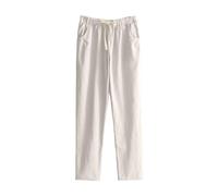 Cotton Harem Pants Women'S Petite Linen Trousers, Solid Color Capri Pants - Comfy Solid Colon Ankle Pant With Pockets Lightweight Going Out Cotton Linen Trouser For Daily Wear