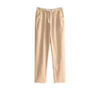 Cotton Harem Pants Women'S Petite Linen Trousers, Solid Color Capri Pants - Comfy Solid Colon Ankle Pant With Pockets Lightweight Going Out Cotton Linen Trouser For Daily Wear