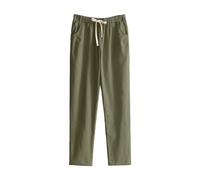 Cotton Harem Pants Women'S Petite Linen Trousers, Solid Color Capri Pants - Comfy Solid Colon Ankle Pant With Pockets Lightweight Going Out Cotton Linen Trouser For Daily Wear