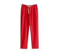 Cotton Harem Pants Women'S Petite Linen Trousers, Solid Color Capri Pants - Comfy Solid Colon Ankle Pant With Pockets Lightweight Going Out Cotton Linen Trouser For Daily Wear