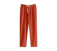 Cotton Harem Pants Women'S Petite Linen Trousers, Solid Color Capri Pants - Comfy Solid Colon Ankle Pant With Pockets Lightweight Going Out Cotton Linen Trouser For Daily Wear