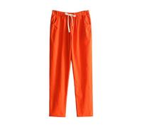 Cotton Harem Pants Women'S Petite Linen Trousers, Solid Color Capri Pants - Comfy Solid Colon Ankle Pant With Pockets Lightweight Going Out Cotton Linen Trouser For Daily Wear