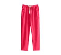 Cotton Harem Pants Women'S Petite Linen Trousers, Solid Color Capri Pants - Comfy Solid Colon Ankle Pant With Pockets Lightweight Going Out Cotton Linen Trouser For Daily Wear