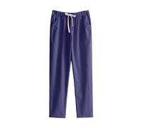 Cotton Harem Pants Women'S Petite Linen Trousers, Solid Color Capri Pants - Comfy Solid Colon Ankle Pant With Pockets Lightweight Going Out Cotton Linen Trouser For Daily Wear