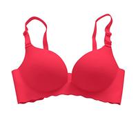 Cotton High Waist Plus Size Underwear Traceless Girl Bra Set Smooth No Underwire Ruched Top Support Adjustable Bra Set Pa Cher, Red, 10