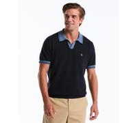 Cotton Honeycomb Sweater Polo In Dark Sapphire