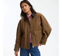 Cotton Jacket with Contrasting Collar Khaki Green