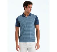 Cotton Jacquard Mini Waves Polo In Sargasso Sea