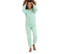 Cotton Jersey Ski Pyjama Set Floral Print Pyjamas with Ribbed Amber Light Green 10