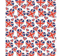 Cotton Jubilee Digital Print Fabric Material Union Jack Hearts, 1Mtr 145cm x 100cm