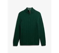 Superdry Cotton Classic Cable Half Zip Sweater Green L Men
