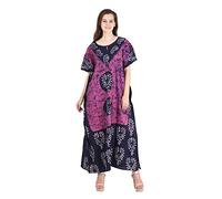 Cotton Kaftan Dress Maxi Long Tunic Batik One Size, Pinkk-blackk, One size