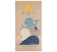Cotton Kids Rug Whales Print 80 x 150 cm Beige SEAI