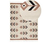 Cotton Kilim Area Rug 140 x 200 cm Beige and Black NIAVAN
