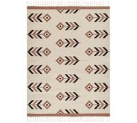 Cotton Kilim Area Rug 160 x 230 cm Beige and Black NIAVAN