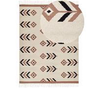 Cotton Kilim Area Rug 200 x 300 cm Beige and Black NIAVAN