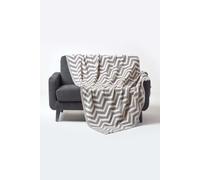 Homescapes Grey Chevron Cotton Knitted Throw, 130 X 170 Cm