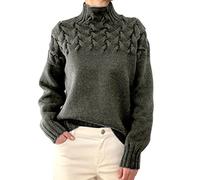 Cotton Knitted Jumpers Turtleneck & Cowl Neck Sweater - Women's Christmas Knit Sweater - UK Sales Holiday Essentials