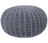 Cotton Knitted Pouffe 50 x 35 cm Grey CONRAD II