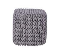 (Grey) Knitted Cotton Cube Footstool 35 x 35 x 35 cm
