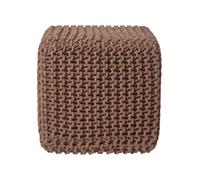 Cotton Knitted Pouffe & Footstool Cube Square Chunky Ottoman Stool