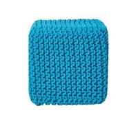 (Teal Blue) Knitted Cotton Cube Footstool 35 x 35 x 35 cm