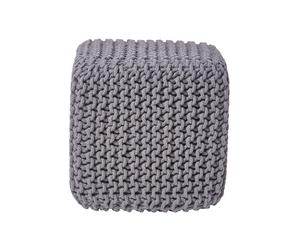 Cotton Knitted Pouffe & Footstool Cube Square Chunky Ottoman Stool