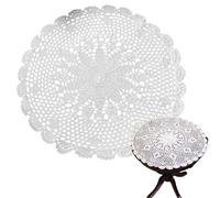 Cotton Lace Table Placemat,Handmade Braided Crochet Round Table Mat - Smooth Surfaces Lace Braided Decoration for Dinner Table, Computer Desk, Home, Coffee Table, Kitchen, Work Area