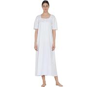 Cotton Lane Ladies Classic Short Sleeve Nightdress Blue