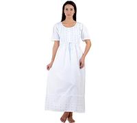 Cotton Lane Ladies Classic Short Sleeve Nightdress White