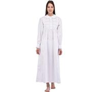 Cotton Lane Nightingales Collar Long Sleeve White Nightgown